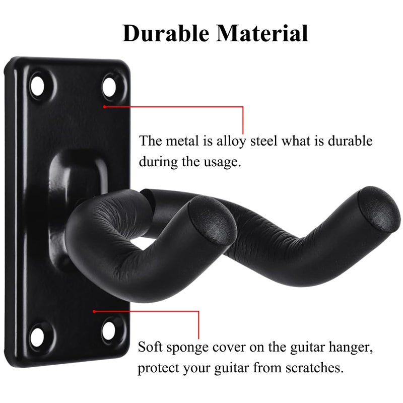 VOBRAMY Guitar Wall Mount, Guitar Hanger Alloy Steel Guitar Wall Hangers for Acoustic Electric Guitar Banjo Bass Guitar, Gift for Guitar Players 3 Pcs - Image 3